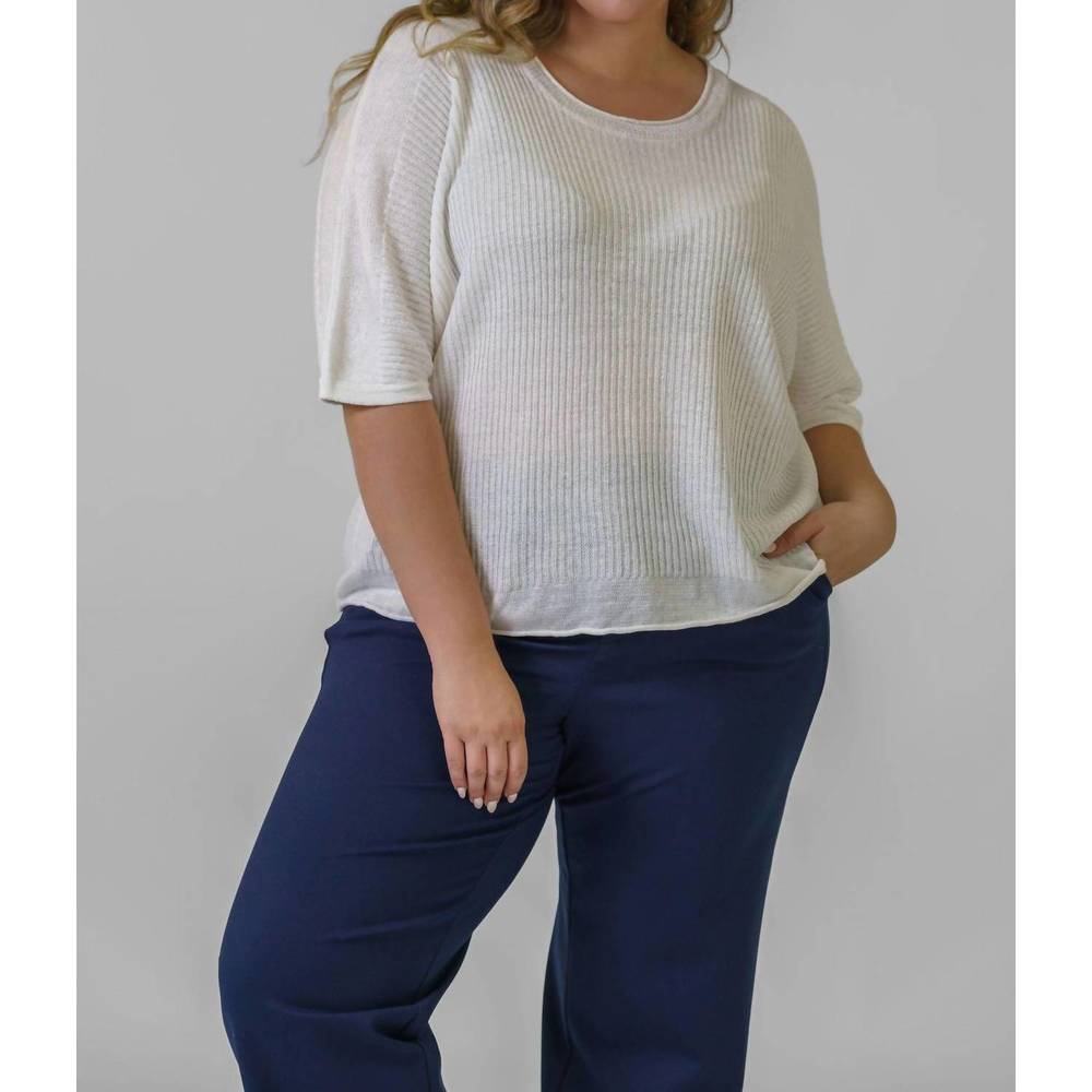NEW ESTHEME linen short sleeve top - plus in white
